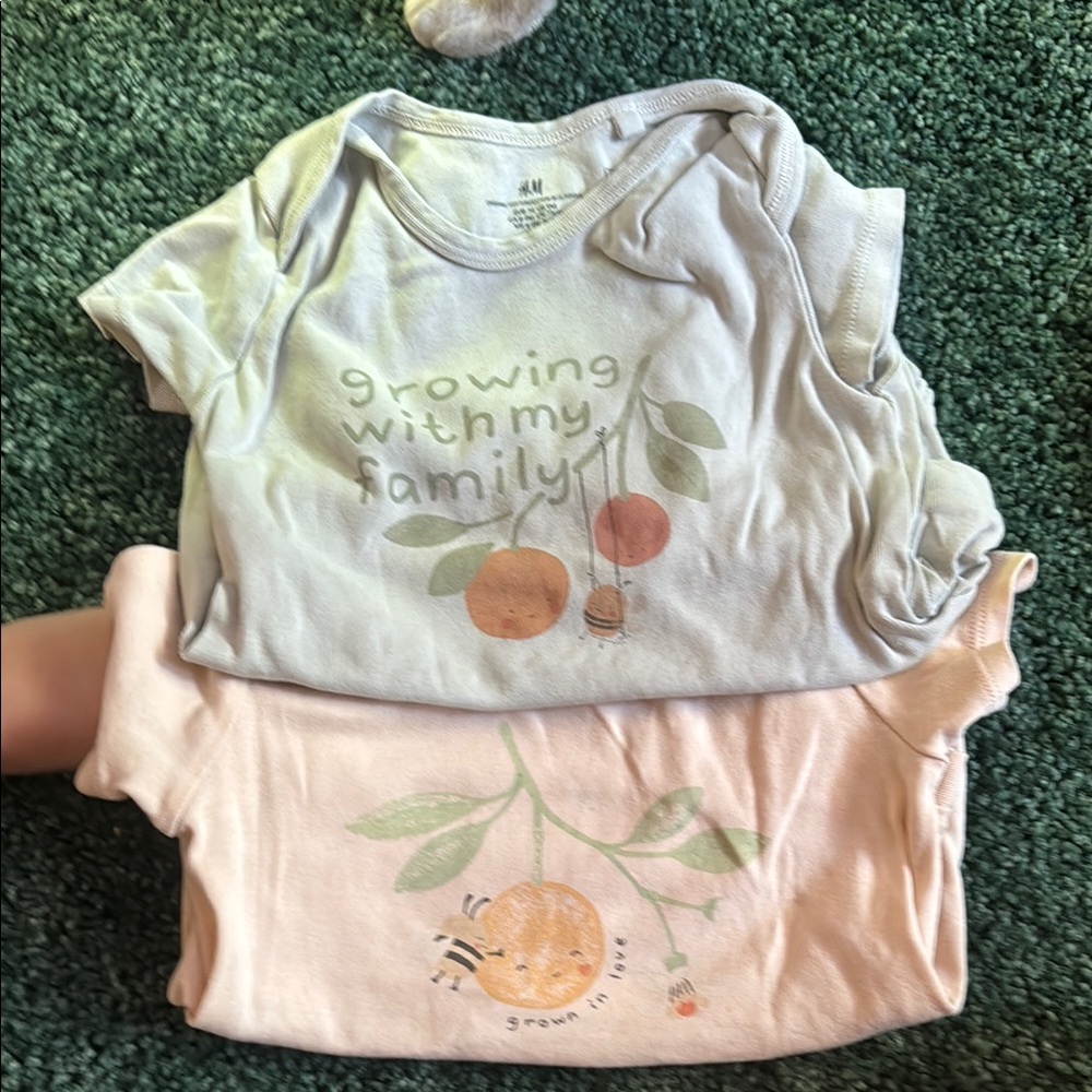 H&M Baby Onesies with Fruit and Text Design